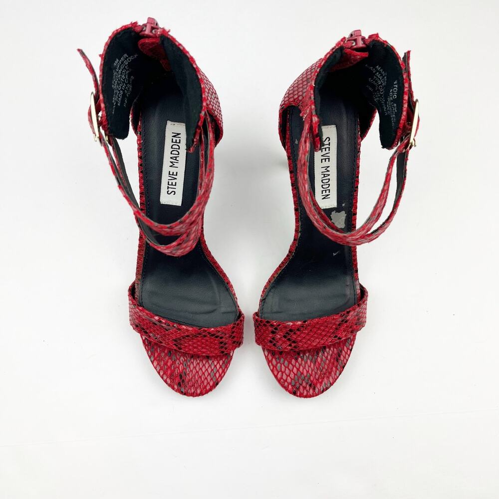 Steve Madden Red Snake Print Heels Size 8 - image 2